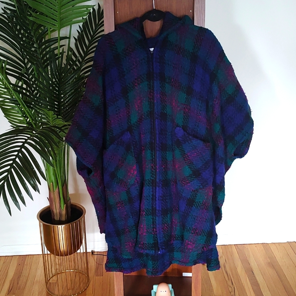 100% Wool Zipper Cape with Hood.